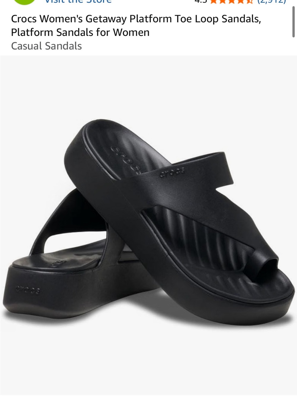 CROCS Women's Platform Toe-Loop Sandals in Black
